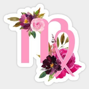 Virgo Horoscope Zodiac Pink Flower Design Sticker